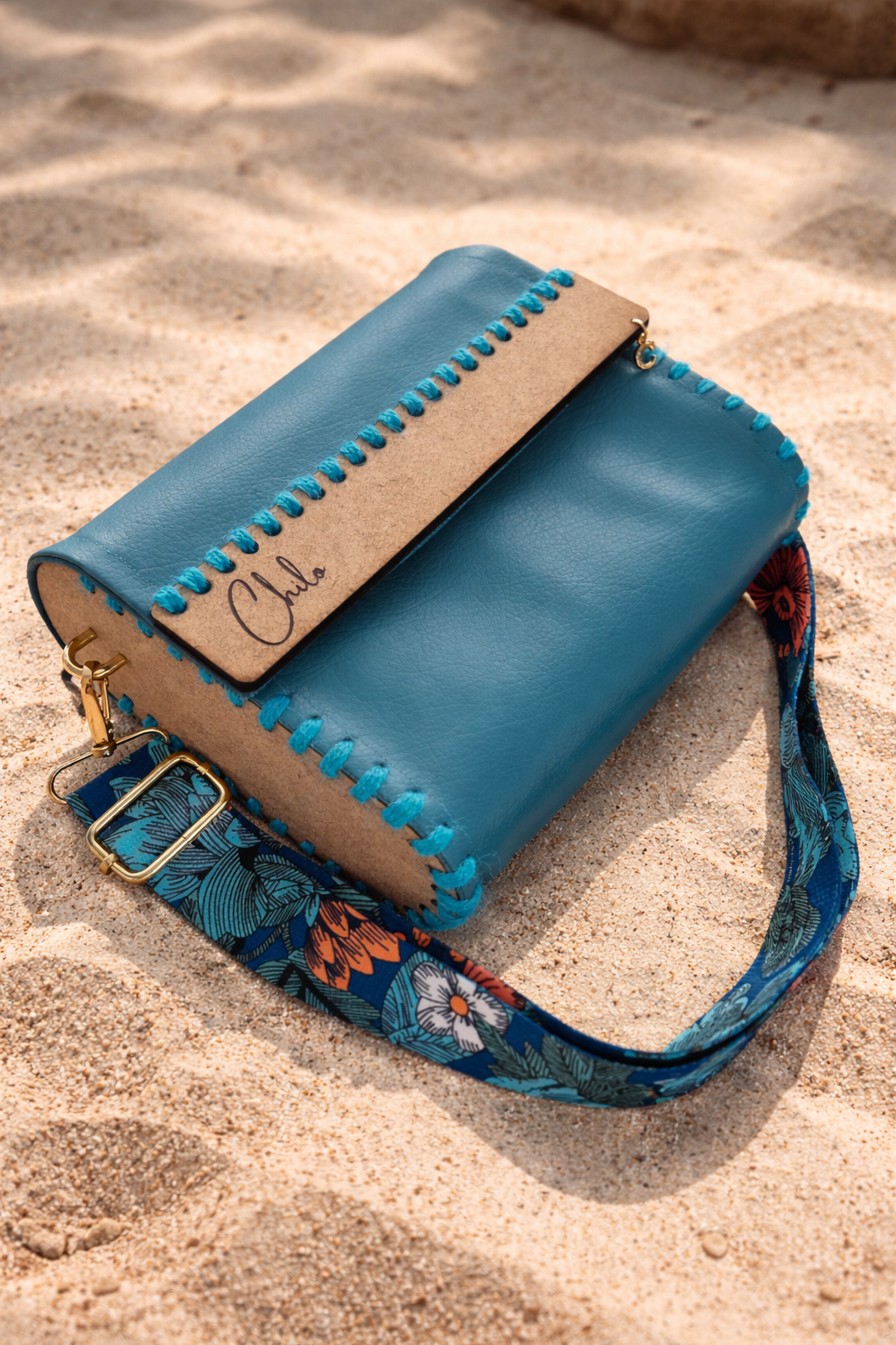 Azure Bloom Crossbody Bag