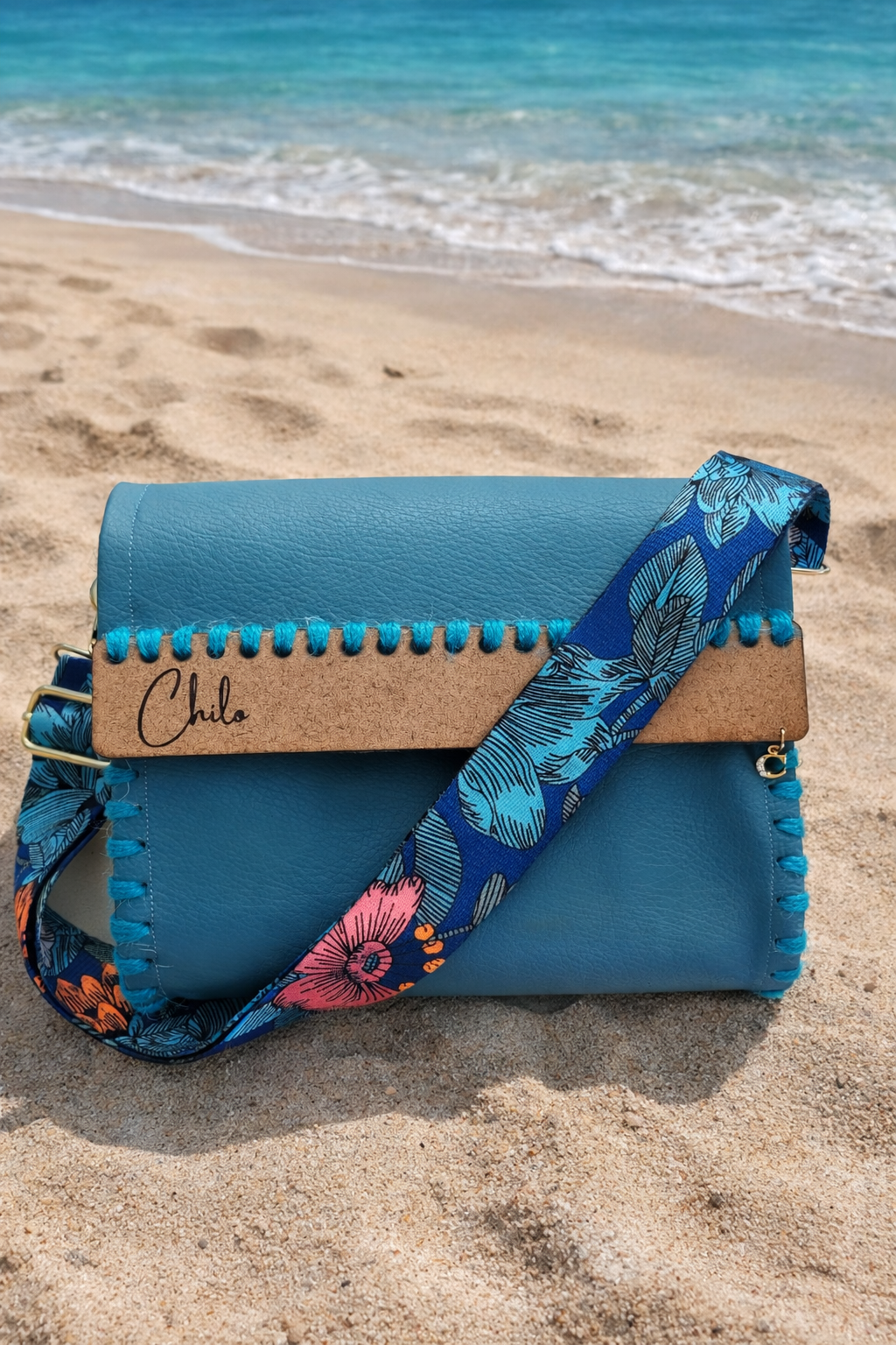 Azure Bloom Crossbody Bag